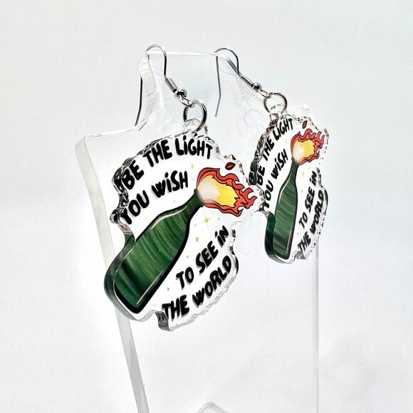 Fire Flame Earrings - Bold Statement Jewelry - Trendy Y2K Funny Accessory - Picture 2 of 8